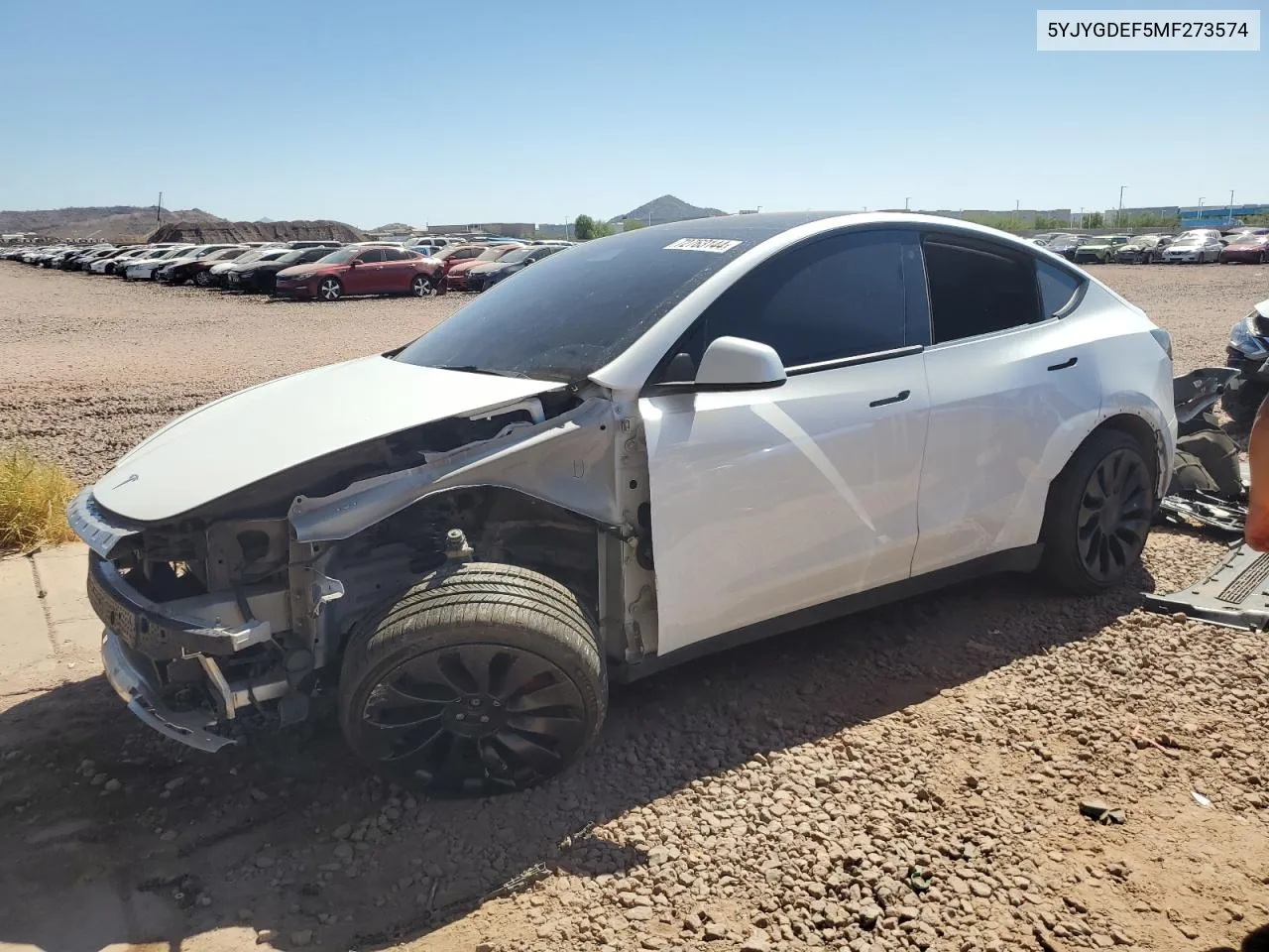 2021 Tesla Model Y VIN: 5YJYGDEF5MF273574 Lot: 72763144