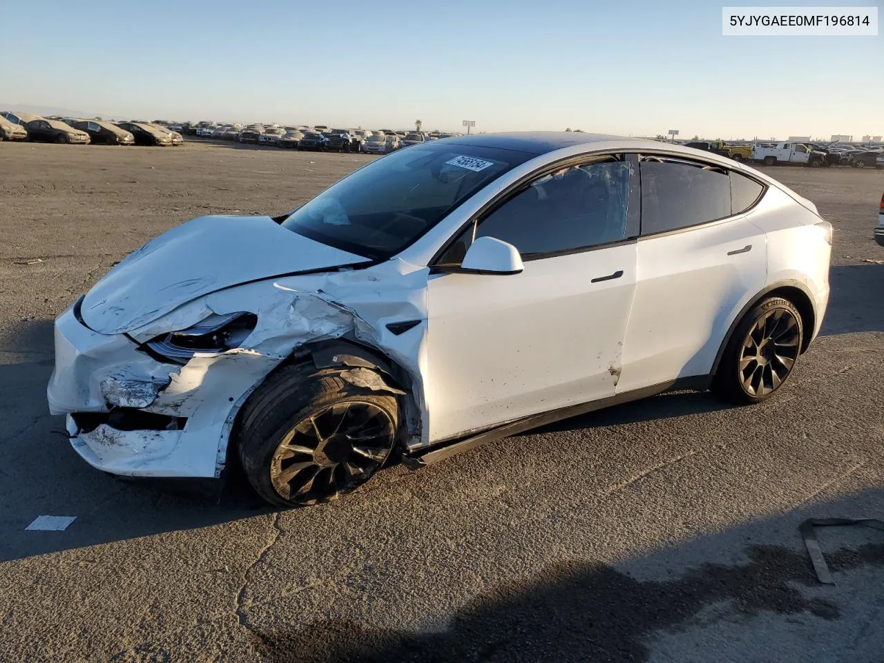 2021 Tesla Model Y VIN: 5YJYGAEE0MF196814 Lot: 74565154