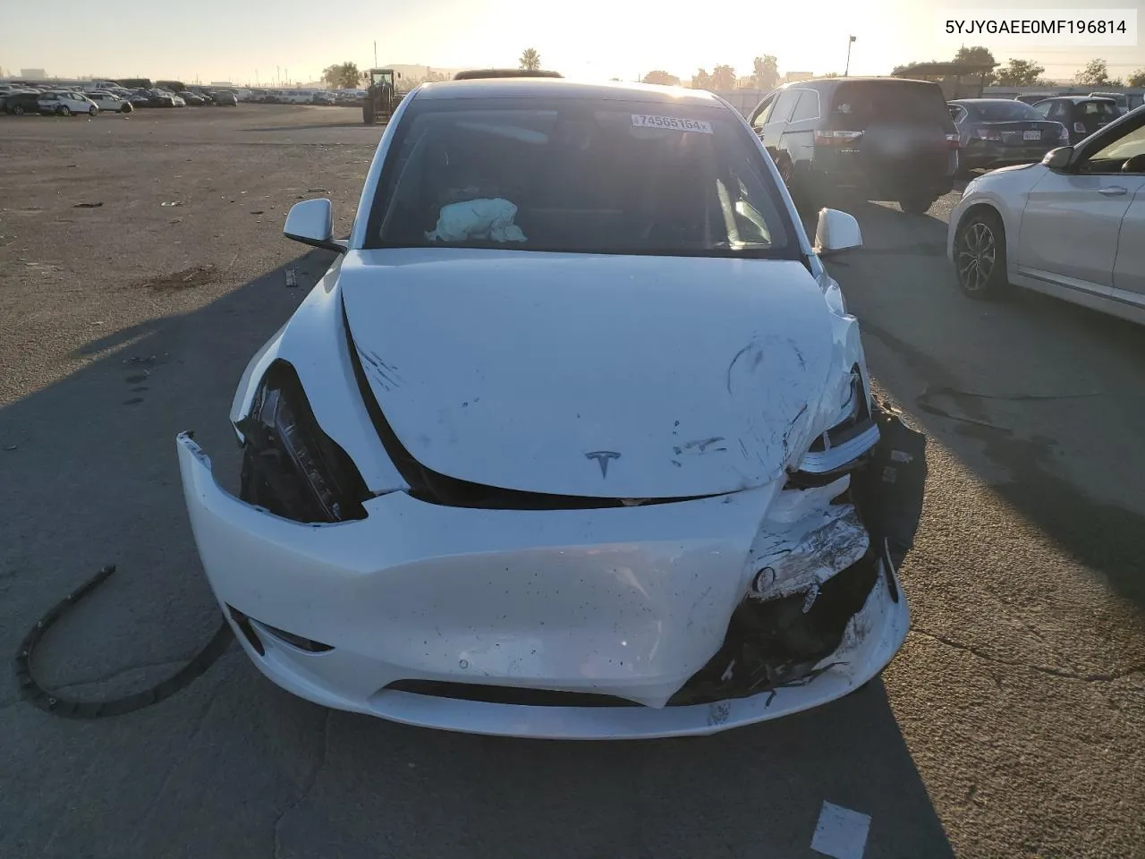 2021 Tesla Model Y VIN: 5YJYGAEE0MF196814 Lot: 74565154