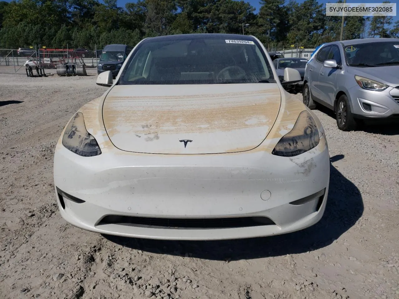 2021 Tesla Model Y VIN: 5YJYGDEE6MF302085 Lot: 74639204