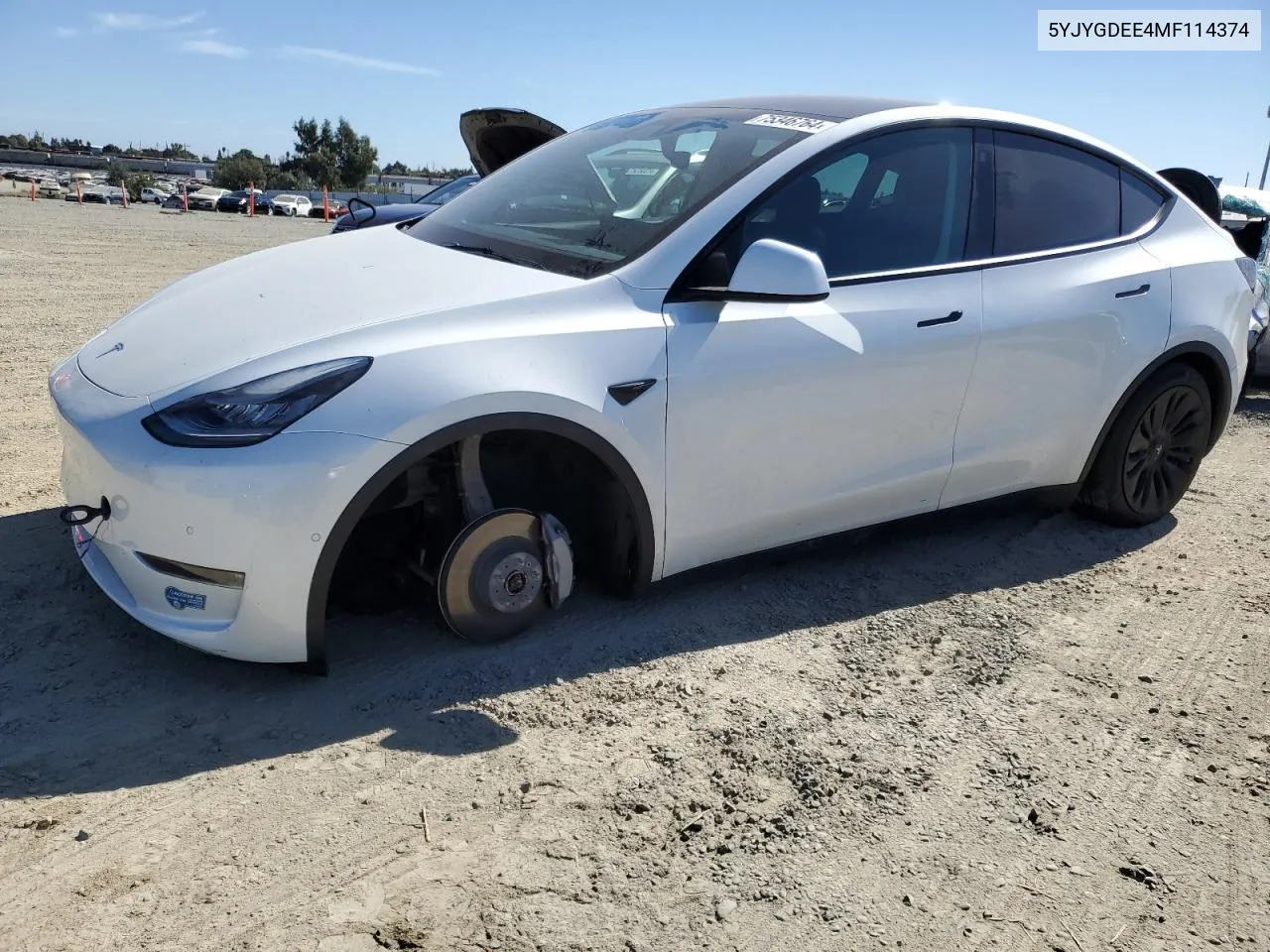 2021 Tesla Model Y VIN: 5YJYGDEE4MF114374 Lot: 75346764