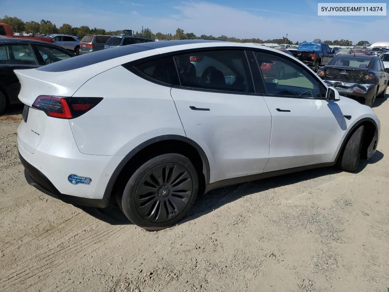 2021 Tesla Model Y VIN: 5YJYGDEE4MF114374 Lot: 75346764