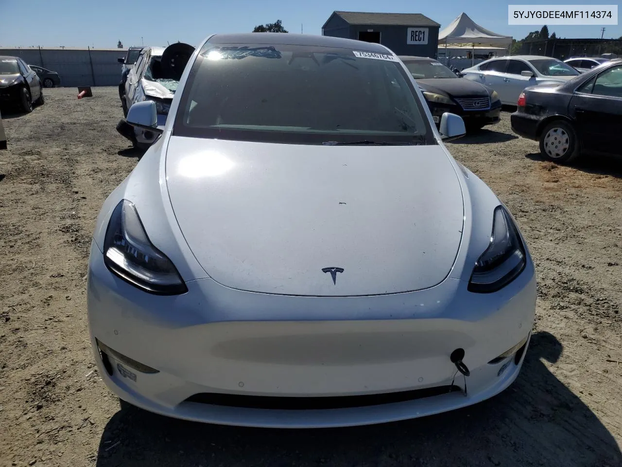 2021 Tesla Model Y VIN: 5YJYGDEE4MF114374 Lot: 75346764