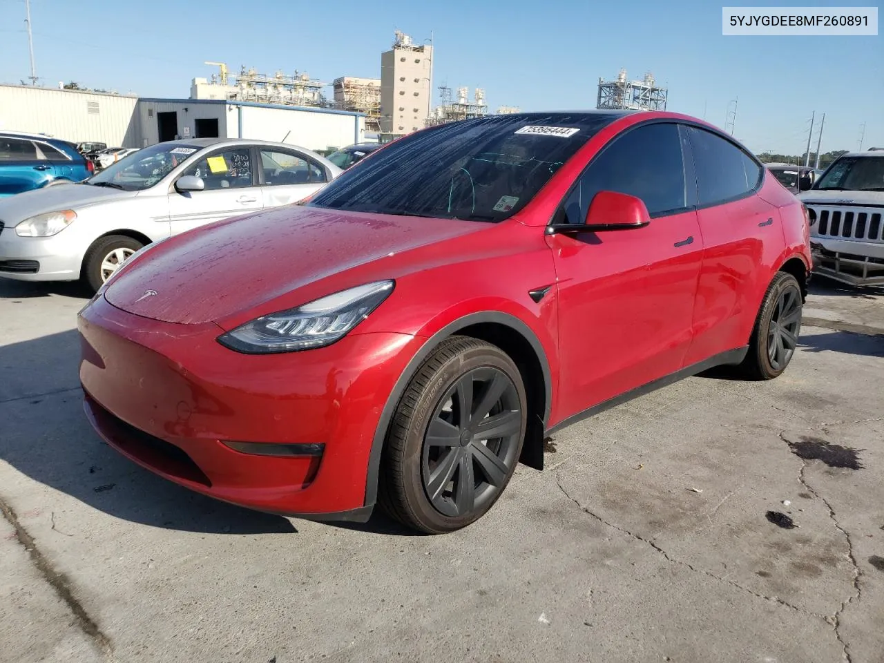 2021 Tesla Model Y VIN: 5YJYGDEE8MF260891 Lot: 75395444