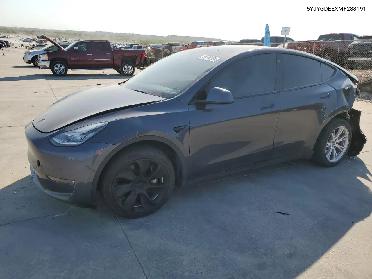 2021 Tesla Model Y VIN: 5YJYGDEEXMF288191 Lot: 75549924