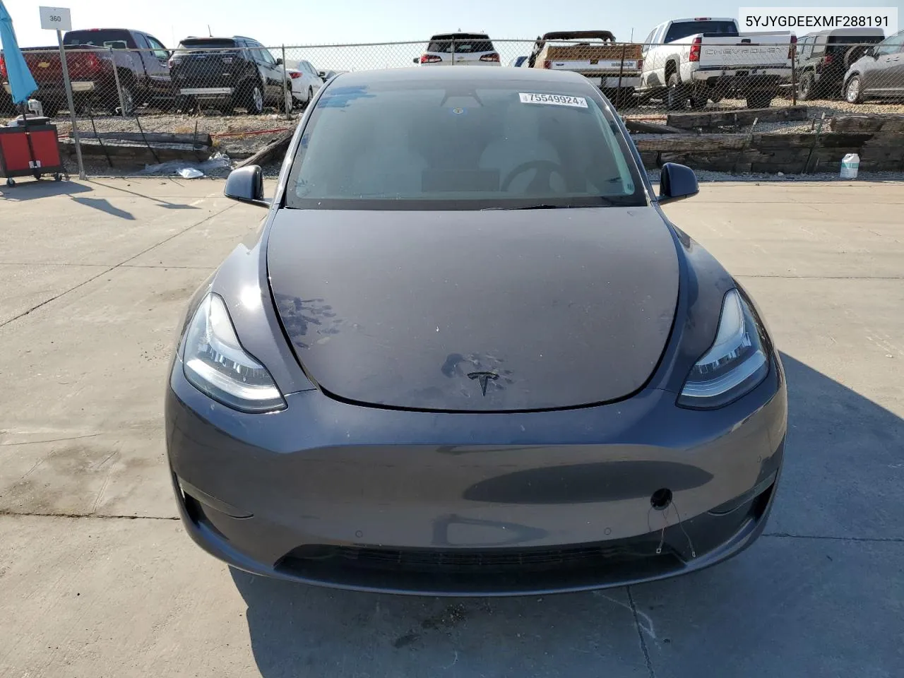 2021 Tesla Model Y VIN: 5YJYGDEEXMF288191 Lot: 75549924