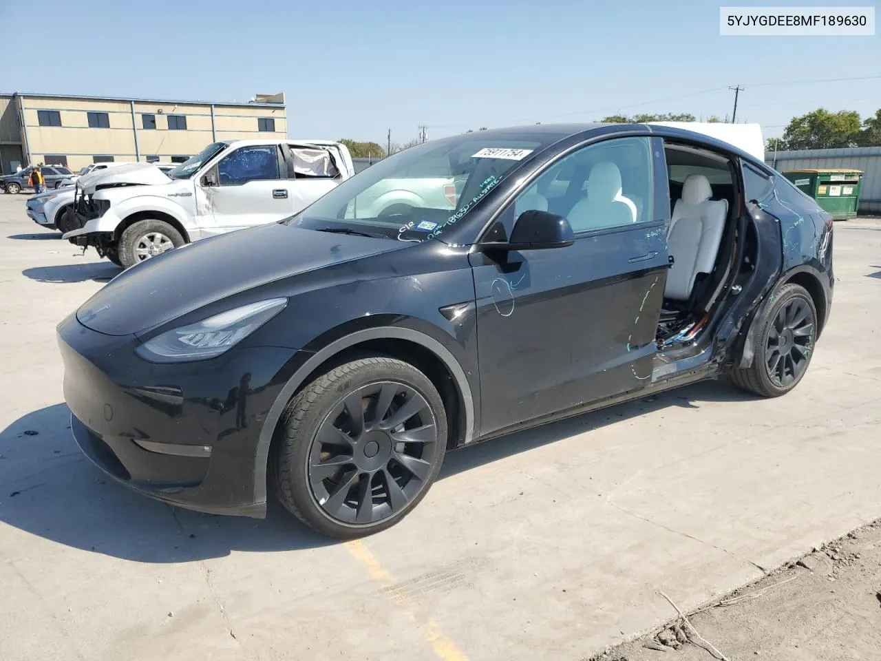 2021 Tesla Model Y VIN: 5YJYGDEE8MF189630 Lot: 75911754