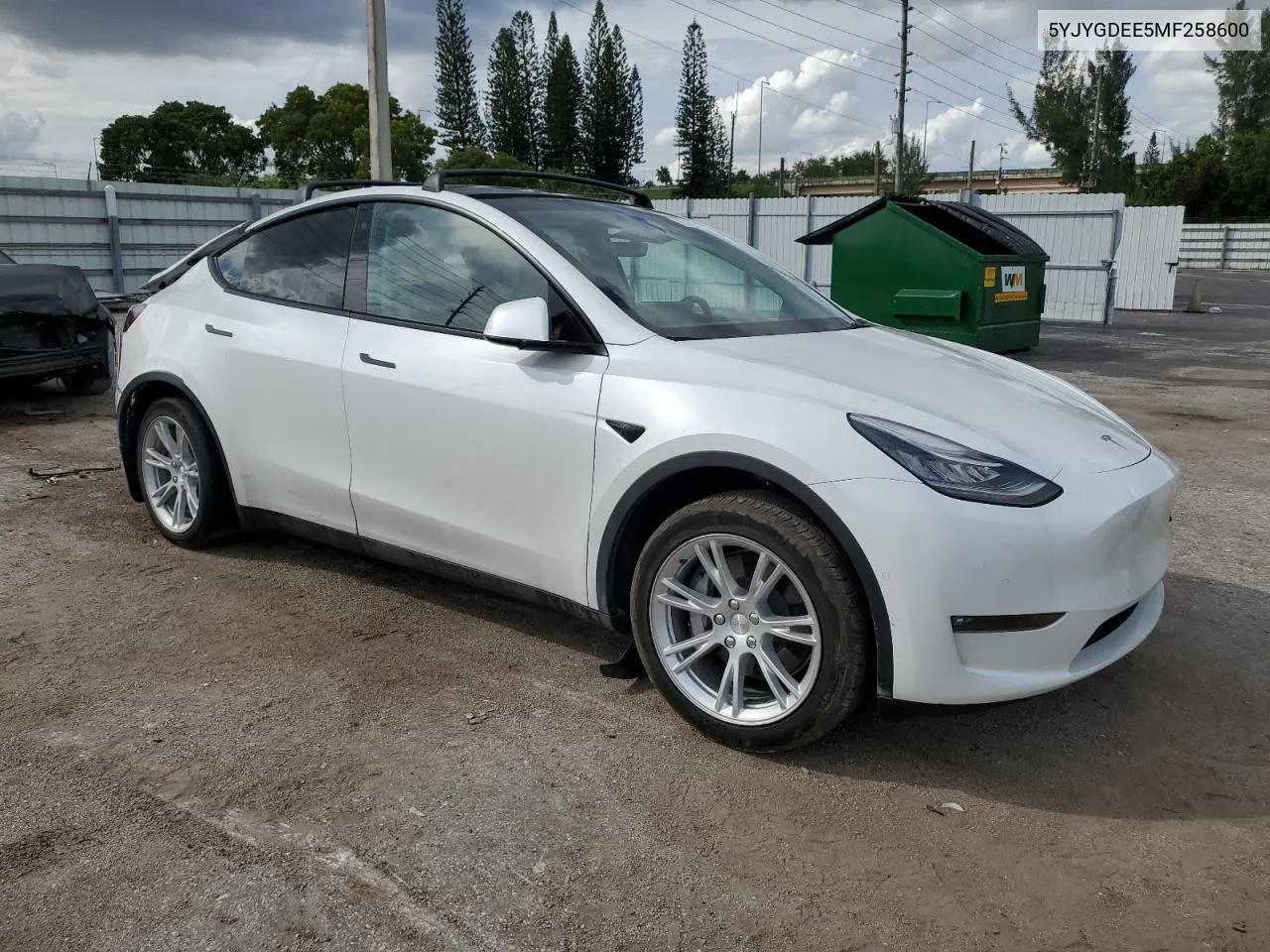 2021 Tesla Model Y VIN: 5YJYGDEE5MF258600 Lot: 76342544