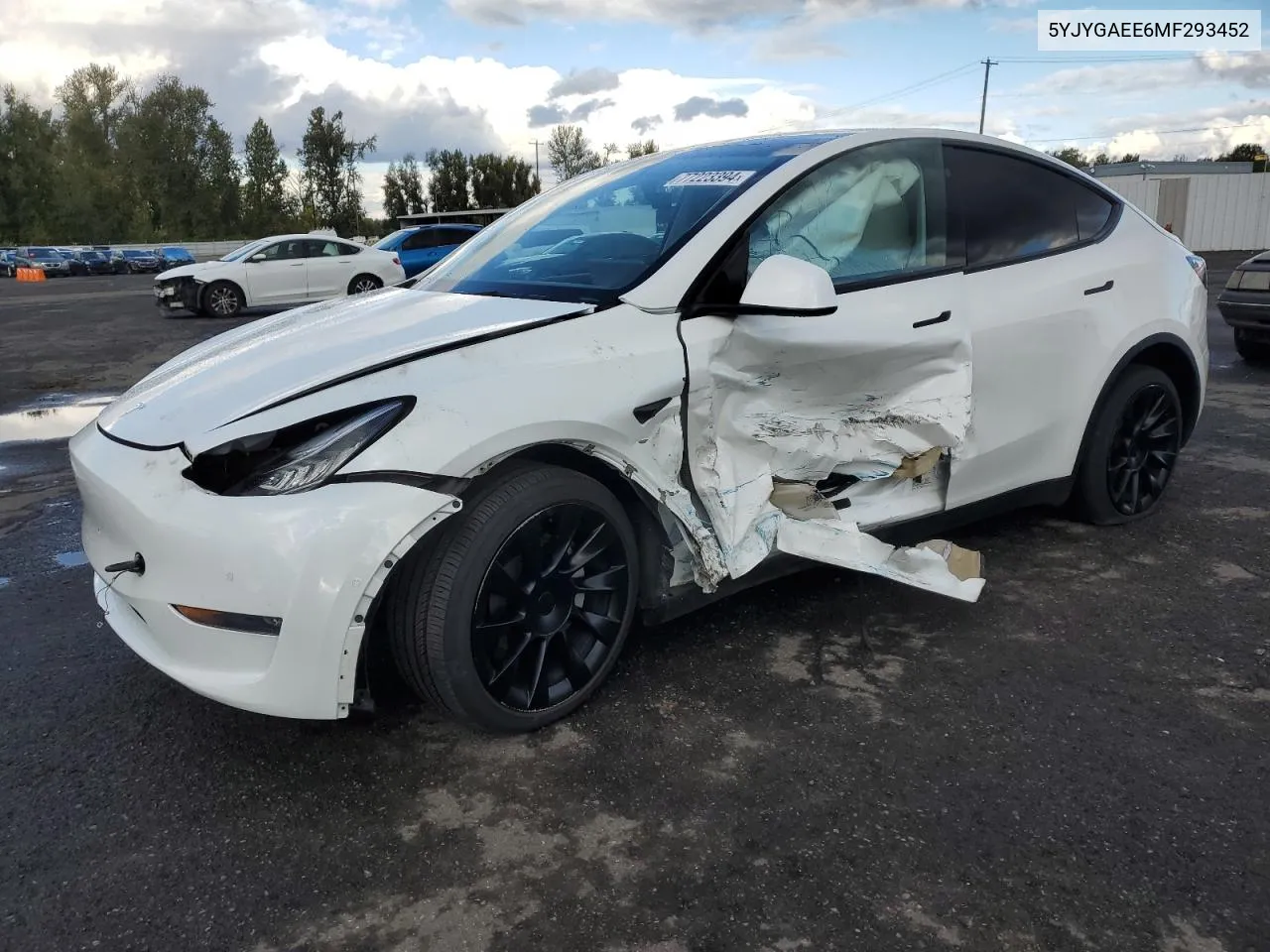 2021 Tesla Model Y VIN: 5YJYGAEE6MF293452 Lot: 77223394