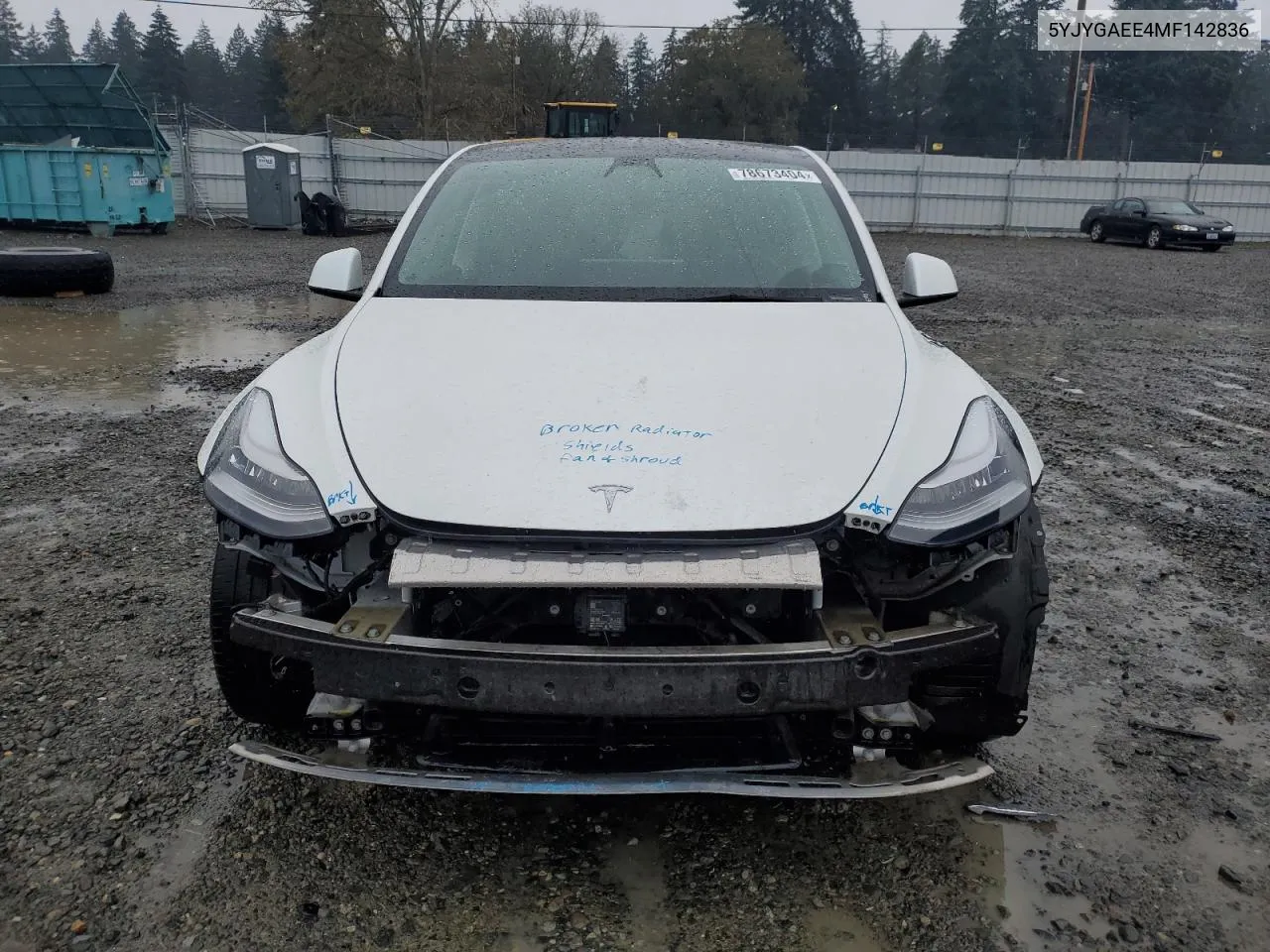 2021 Tesla Model Y VIN: 5YJYGAEE4MF142836 Lot: 78673404