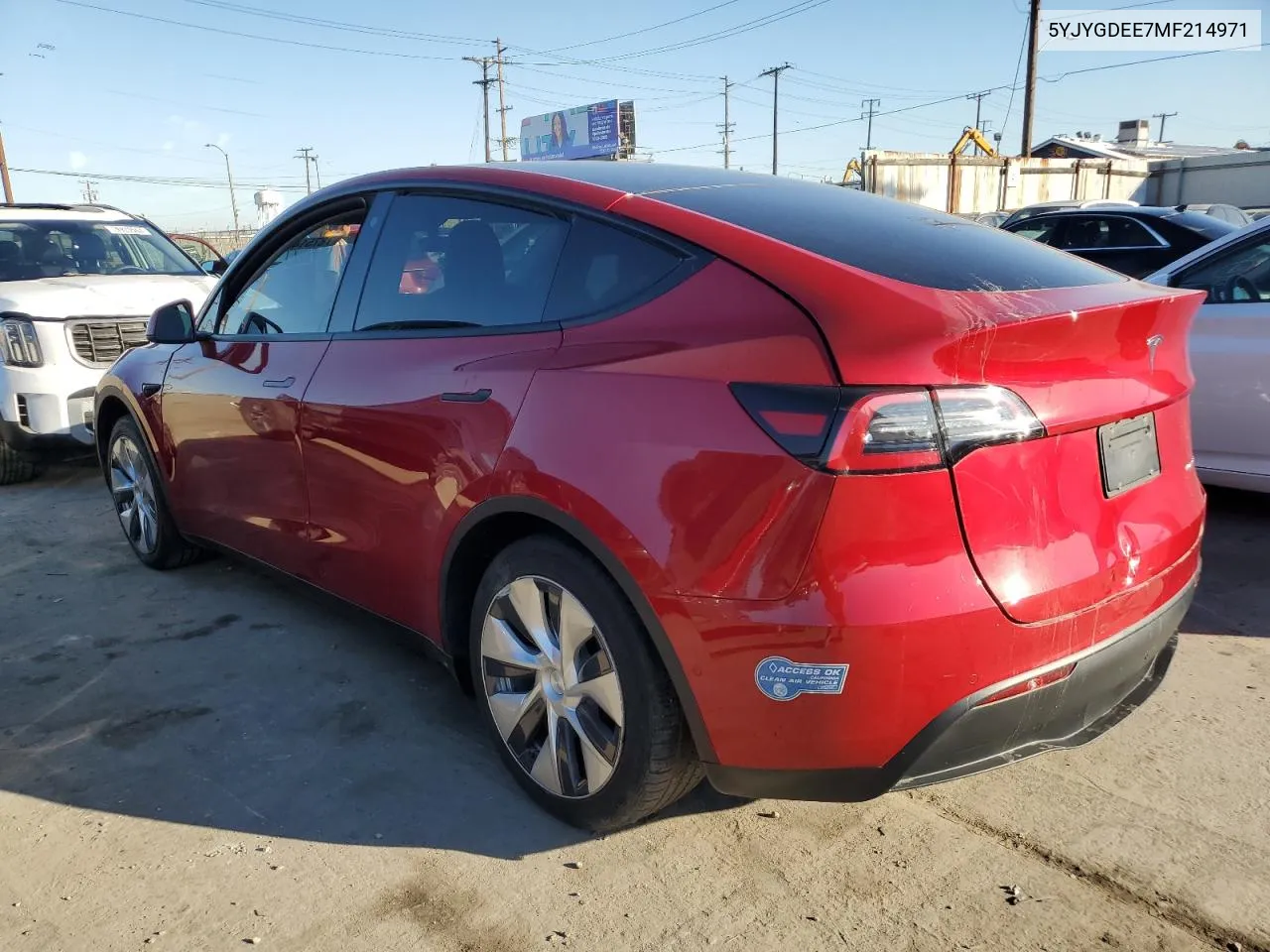 2021 Tesla Model Y VIN: 5YJYGDEE7MF214971 Lot: 78751464