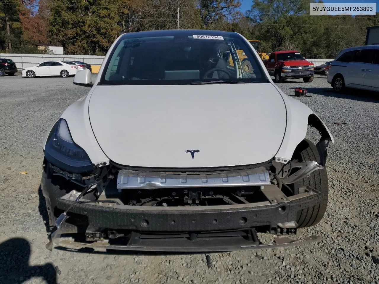 2021 Tesla Model Y VIN: 5YJYGDEE5MF263893 Lot: 80616134