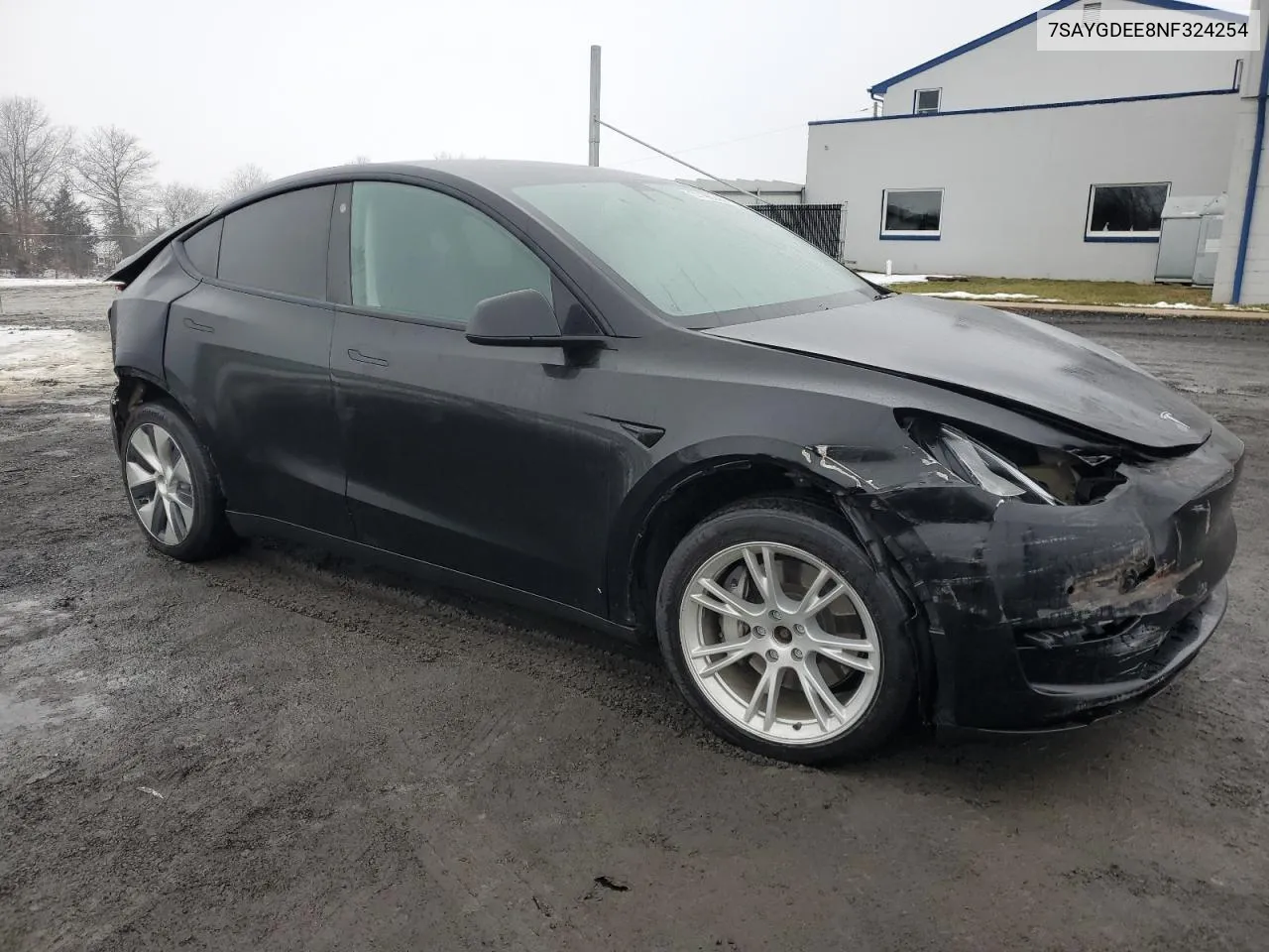 2022 Tesla Model Y VIN: 7SAYGDEE8NF324254 Lot: 37196244