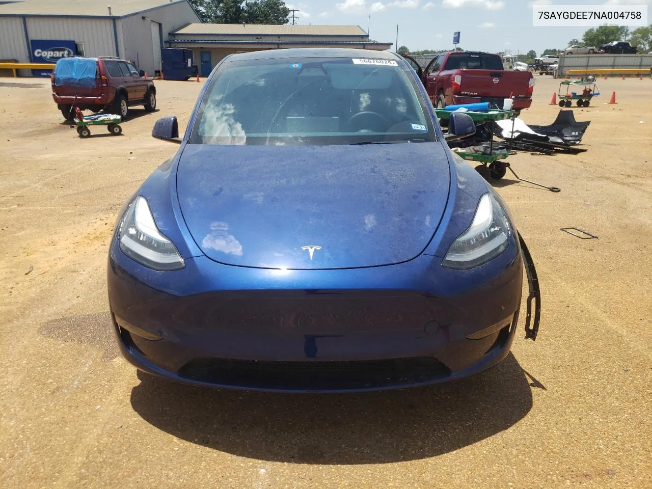 2022 Tesla Model Y VIN: 7SAYGDEE7NA004758 Lot: 56676024