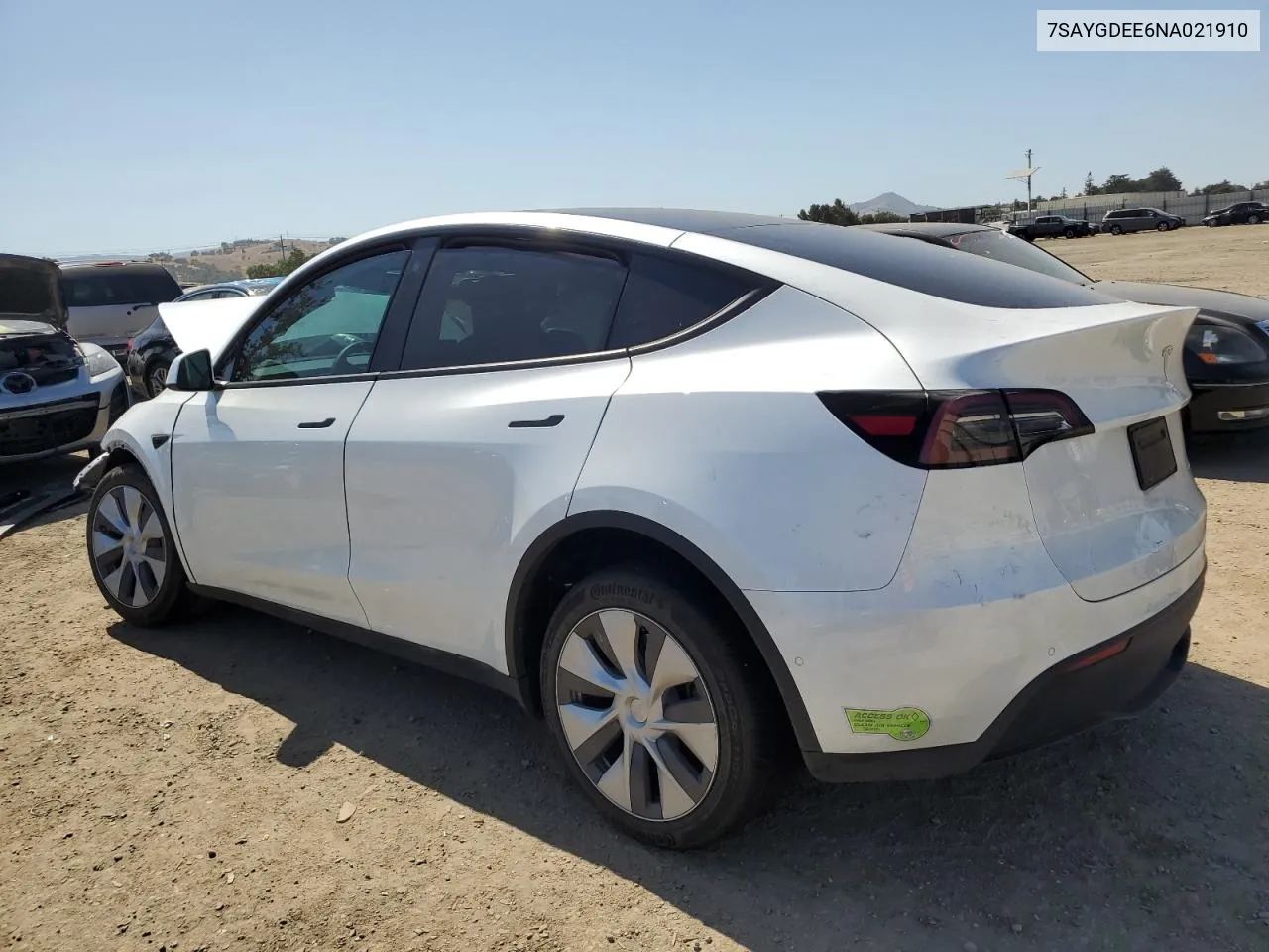 2022 Tesla Model Y VIN: 7SAYGDEE6NA021910 Lot: 58462814