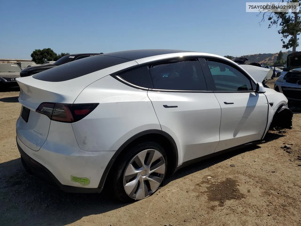 2022 Tesla Model Y VIN: 7SAYGDEE6NA021910 Lot: 58462814