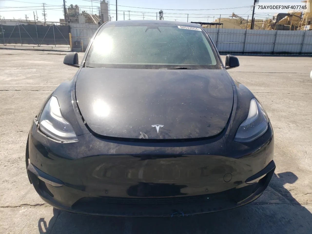 7SAYGDEF3NF407745 2022 Tesla Model Y