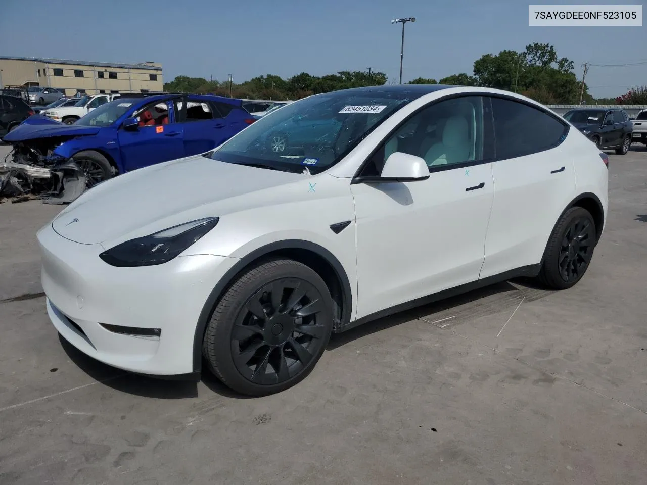 2022 Tesla Model Y VIN: 7SAYGDEE0NF523105 Lot: 63451034