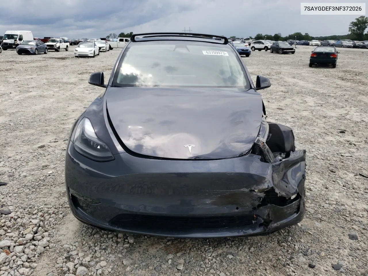 2022 Tesla Model Y VIN: 7SAYGDEF3NF372026 Lot: 63709973