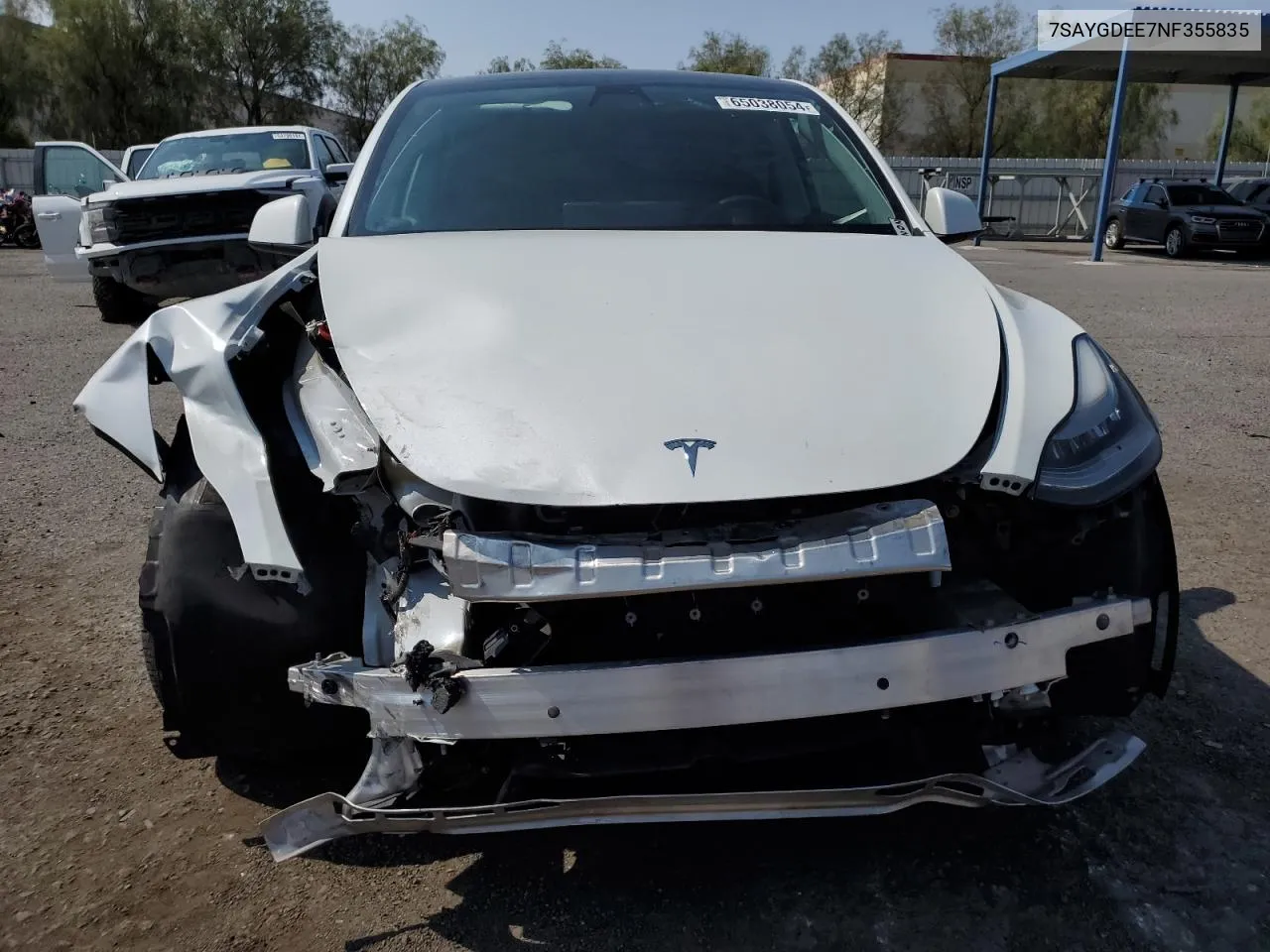 7SAYGDEE7NF355835 2022 Tesla Model Y