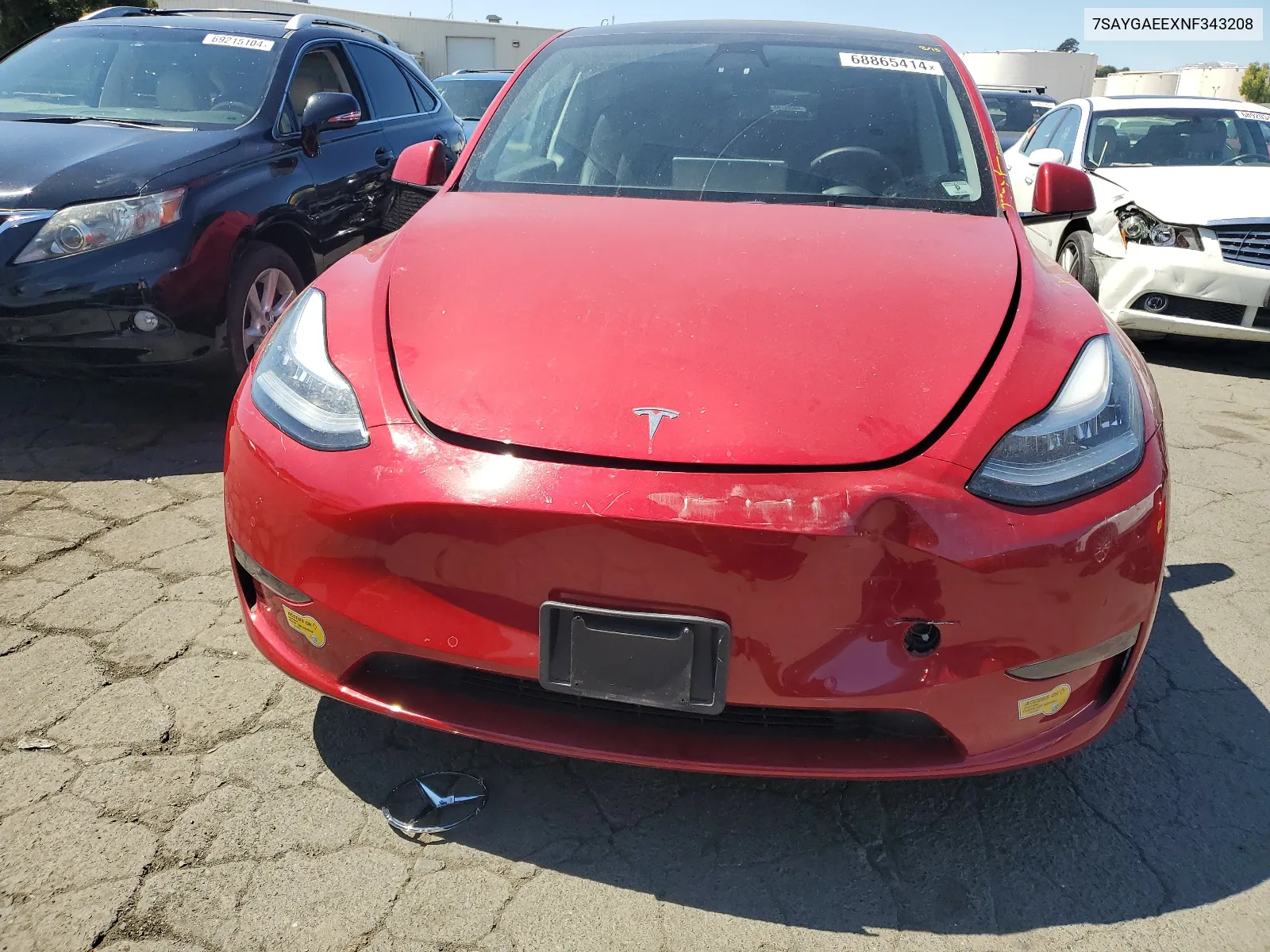 2022 Tesla Model Y VIN: 7SAYGAEEXNF343208 Lot: 68865414