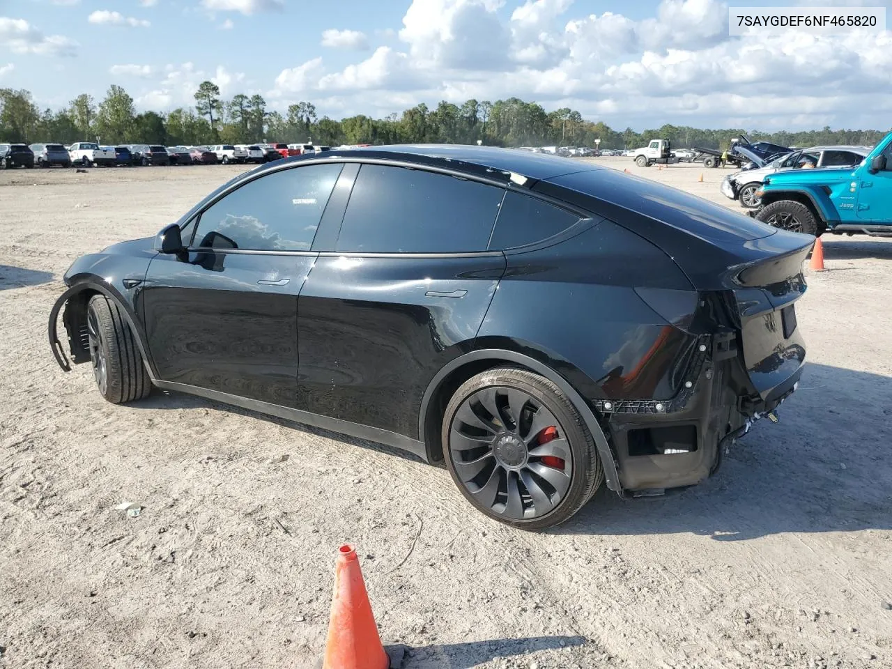 2022 Tesla Model Y VIN: 7SAYGDEF6NF465820 Lot: 68880864