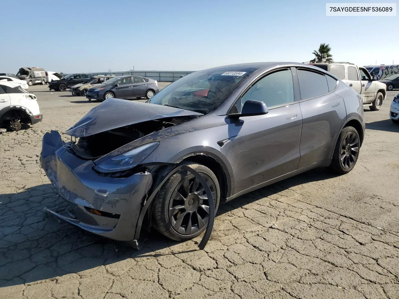 2022 Tesla Model Y VIN: 7SAYGDEE5NF536089 Lot: 69310594