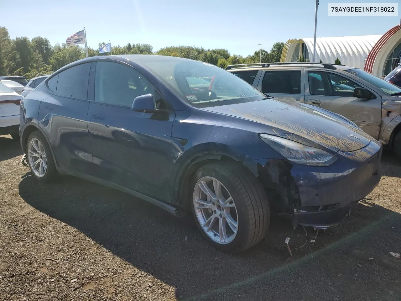 2022 Tesla Model Y VIN: 7SAYGDEE1NF318022 Lot: 69903624