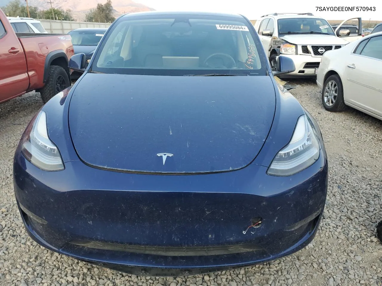 2022 Tesla Model Y VIN: 7SAYGDEE0NF570943 Lot: 69995084