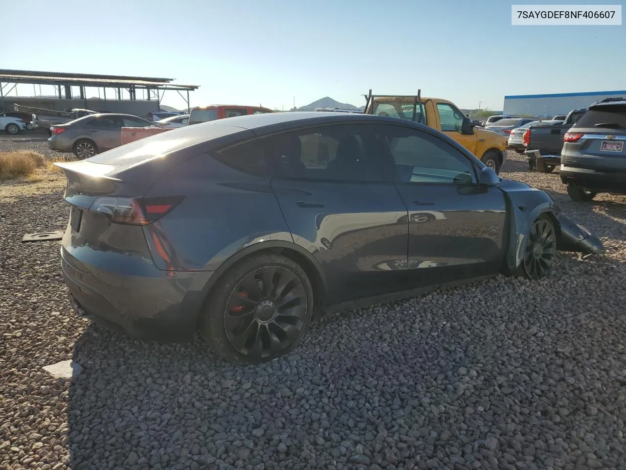 2022 Tesla Model Y VIN: 7SAYGDEF8NF406607 Lot: 70051304