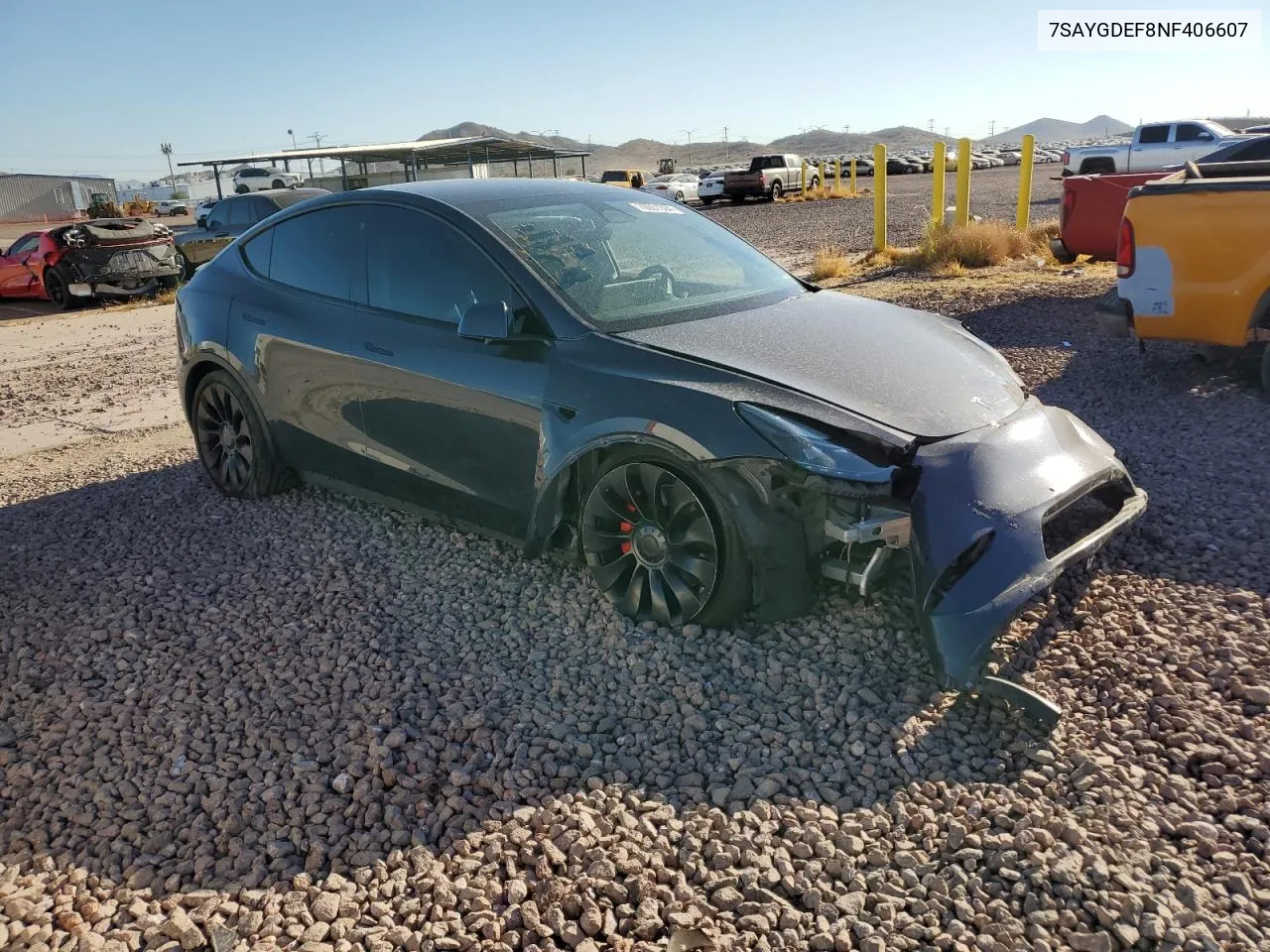 2022 Tesla Model Y VIN: 7SAYGDEF8NF406607 Lot: 70051304