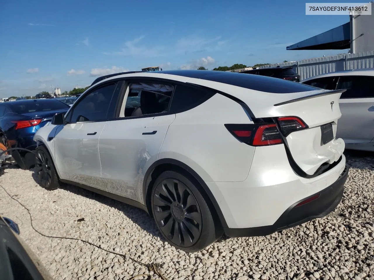 2022 Tesla Model Y VIN: 7SAYGDEF3NF413612 Lot: 70145084