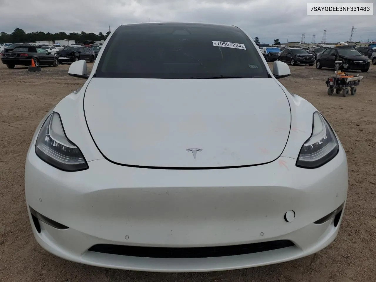 2022 Tesla Model Y VIN: 7SAYGDEE3NF331483 Lot: 70567234