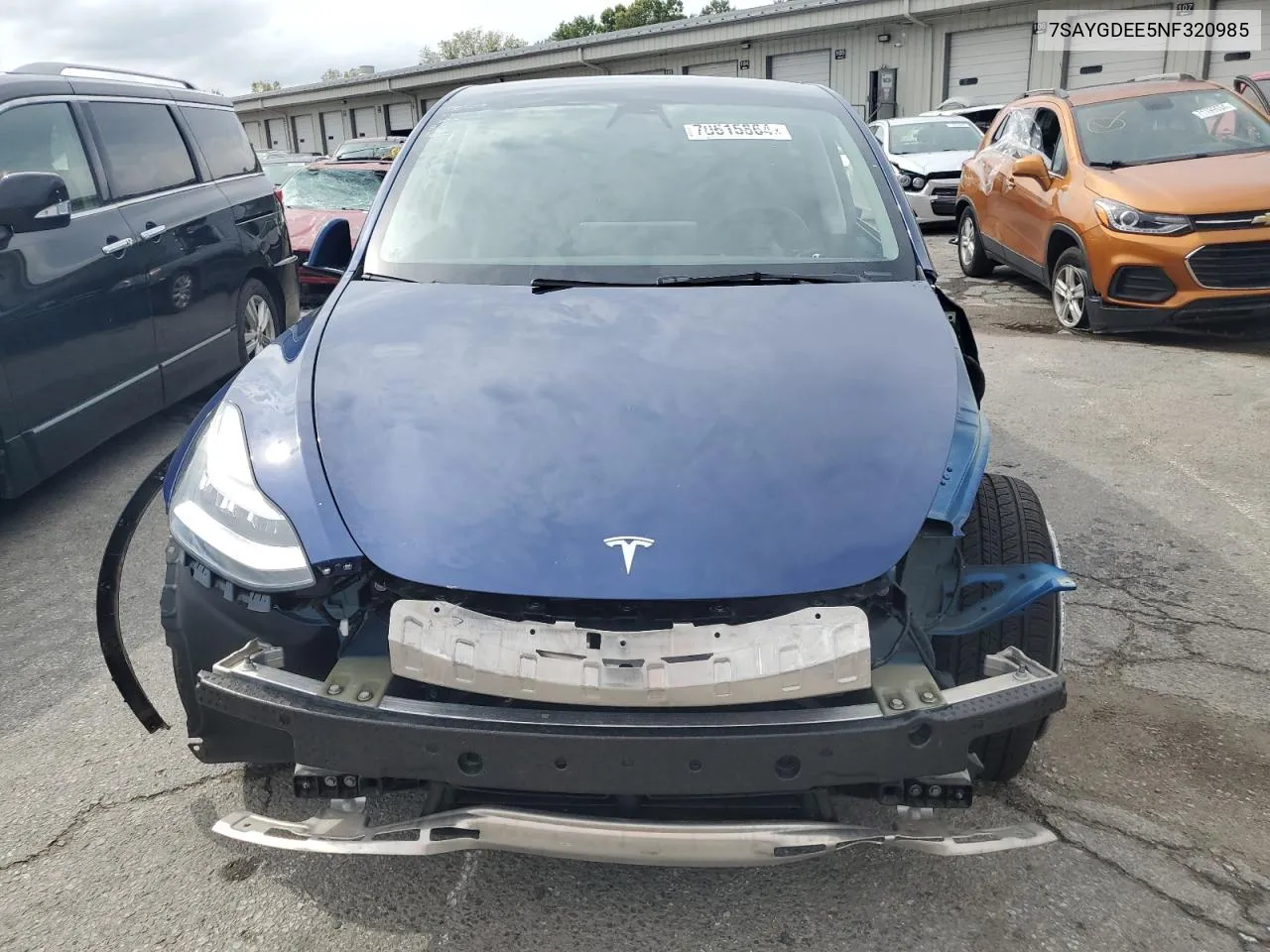 2022 Tesla Model Y VIN: 7SAYGDEE5NF320985 Lot: 70615864