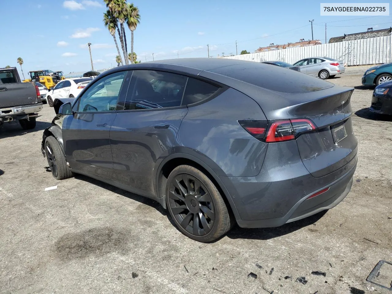 2022 Tesla Model Y VIN: 7SAYGDEE8NA022735 Lot: 71276004