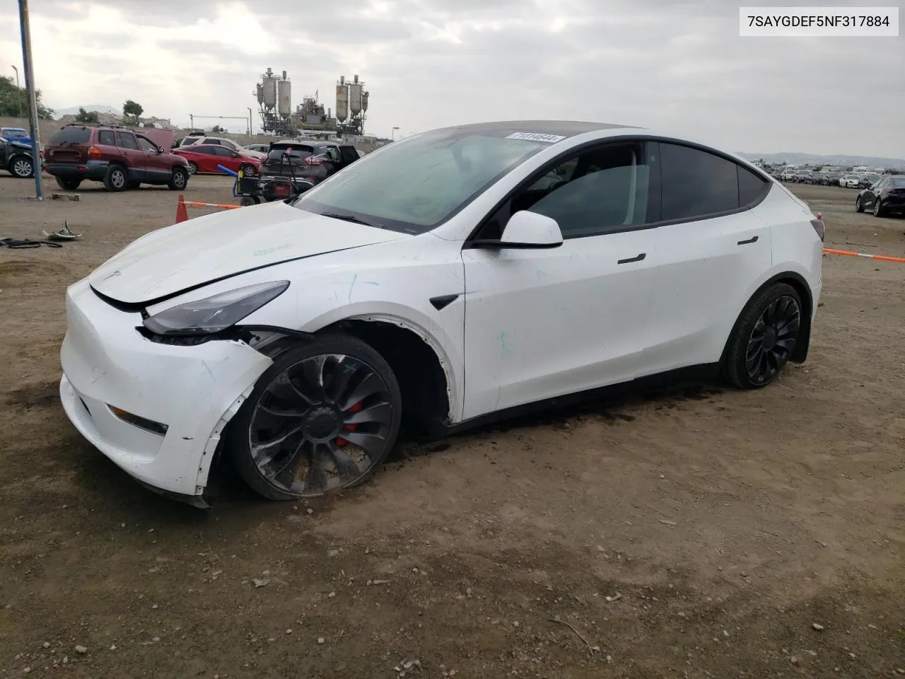 7SAYGDEF5NF317884 2022 Tesla Model Y