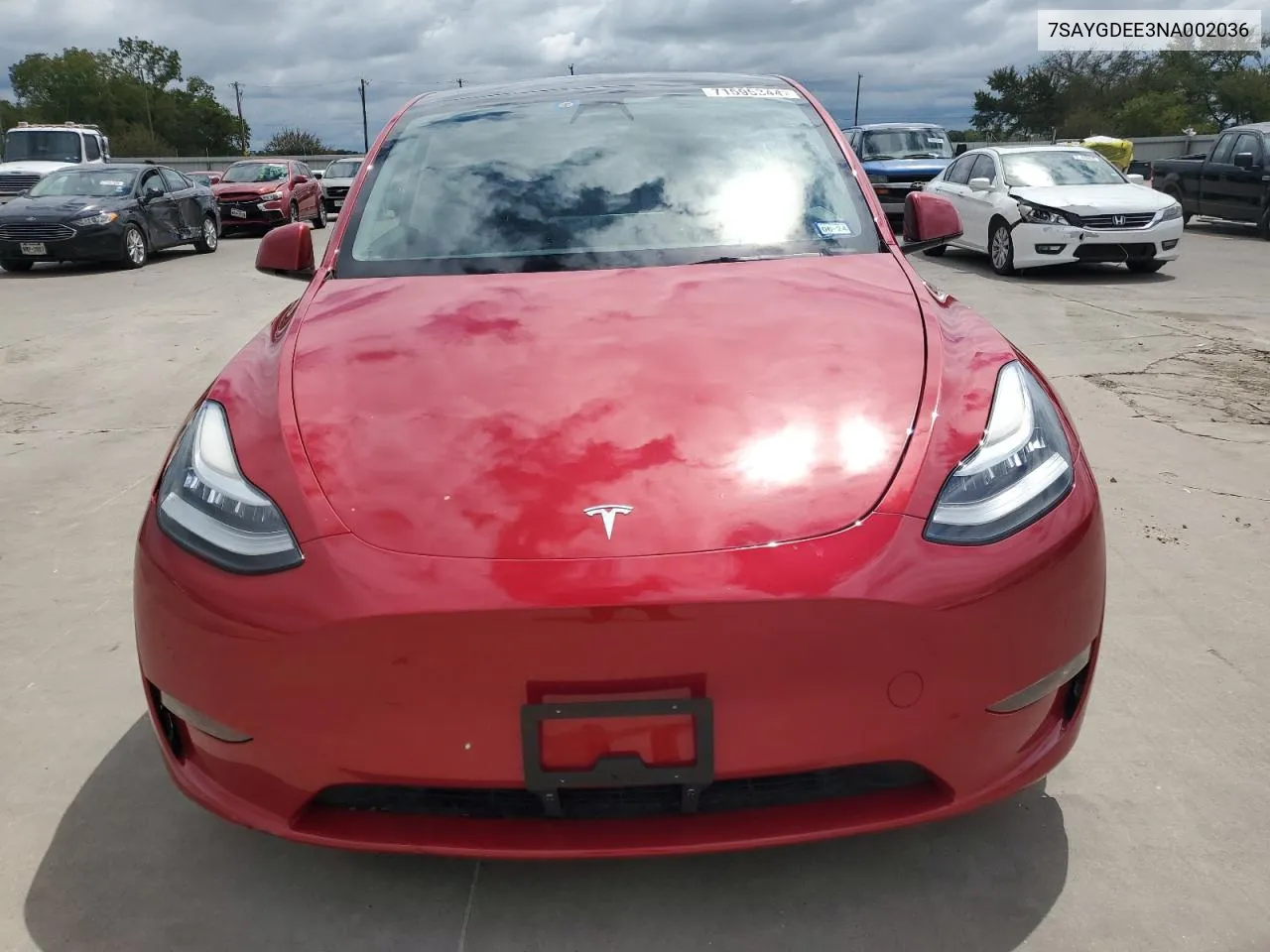 2022 Tesla Model Y VIN: 7SAYGDEE3NA002036 Lot: 71595344