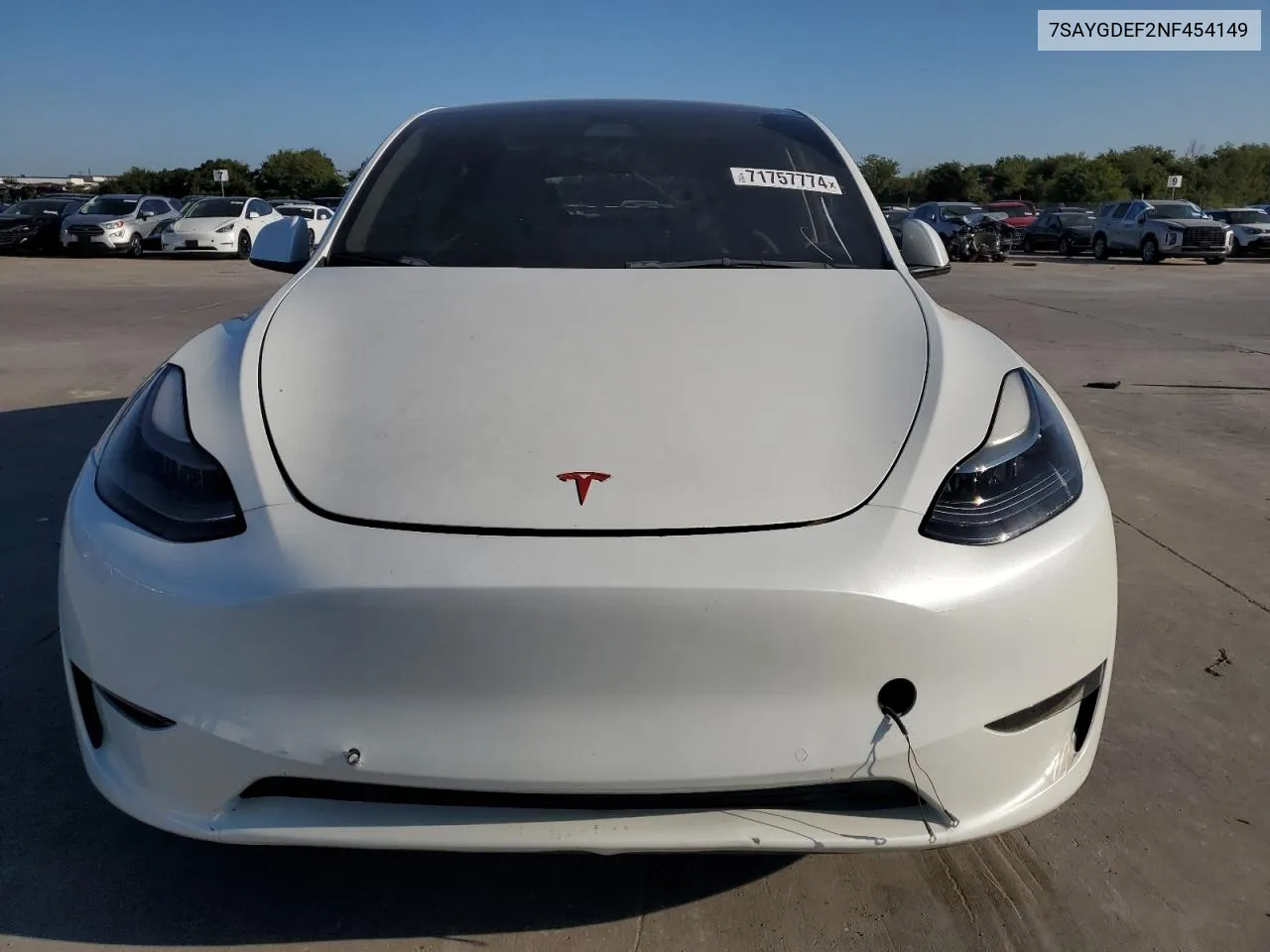 2022 Tesla Model Y VIN: 7SAYGDEF2NF454149 Lot: 71757774