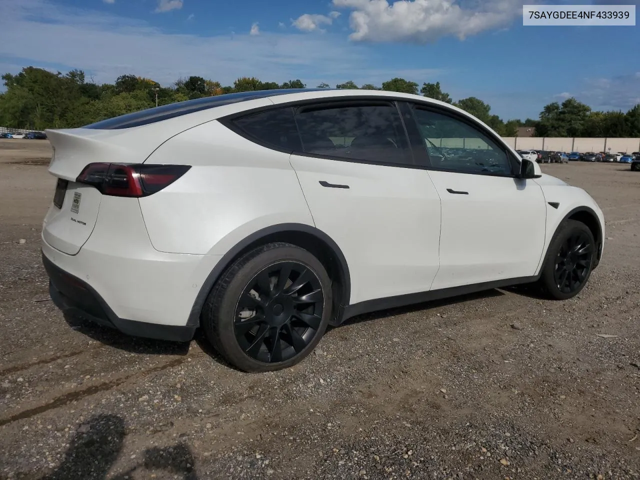 2022 Tesla Model Y VIN: 7SAYGDEE4NF433939 Lot: 72300974