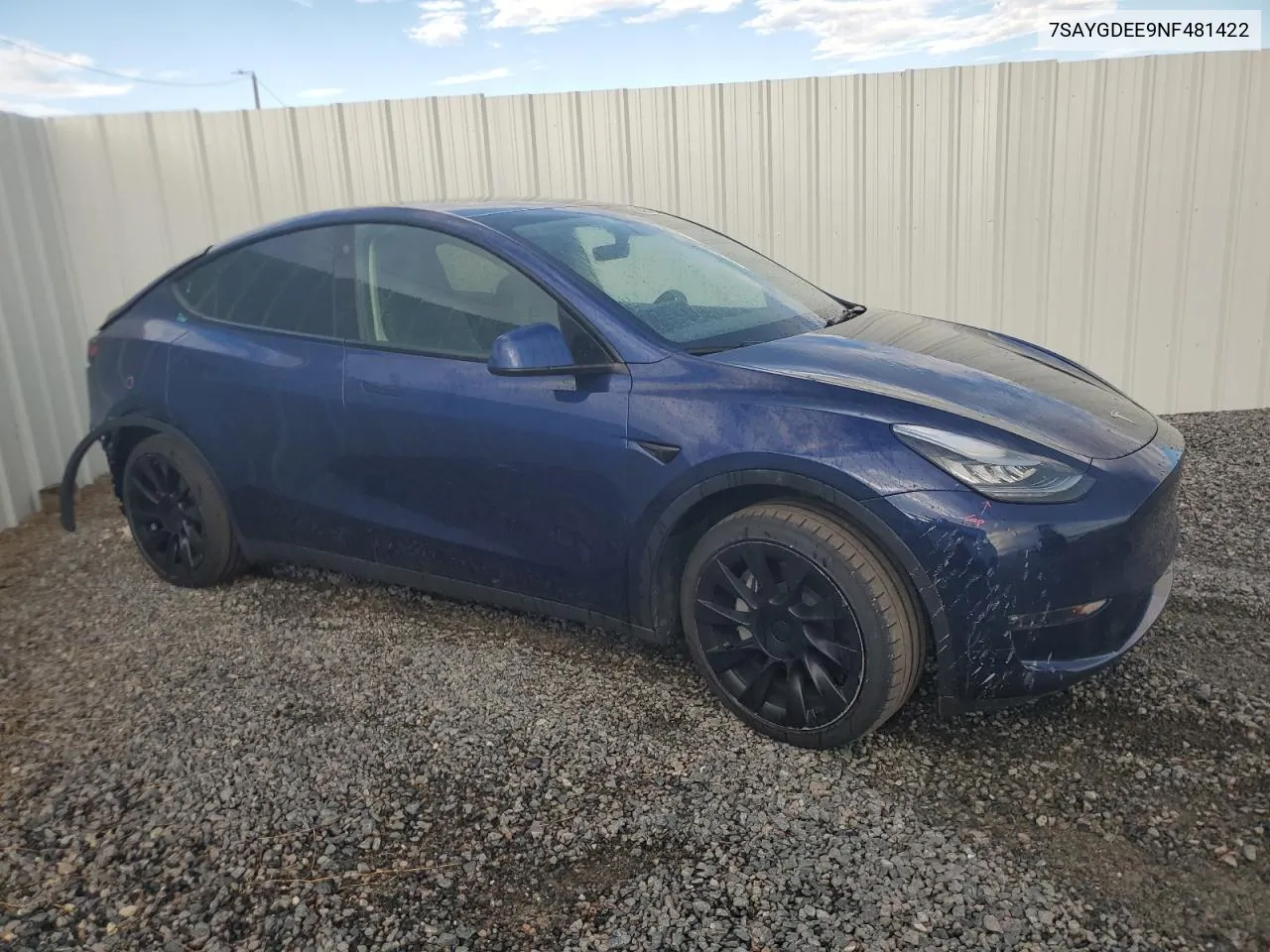 2022 Tesla Model Y VIN: 7SAYGDEE9NF481422 Lot: 72406024