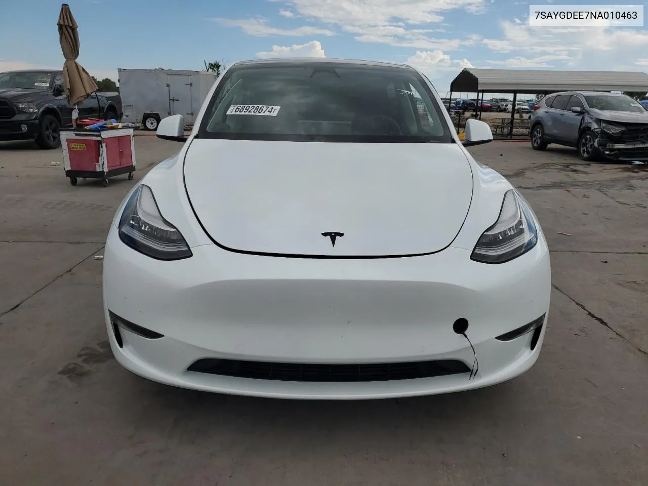 2022 Tesla Model Y VIN: 7SAYGDEE7NA010463 Lot: 72455084