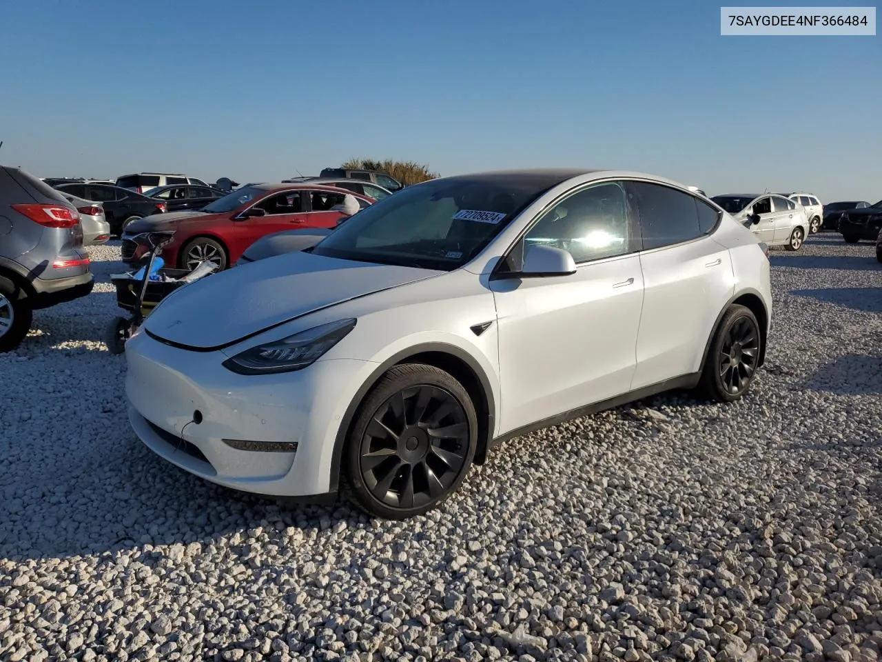 2022 Tesla Model Y VIN: 7SAYGDEE4NF366484 Lot: 72709524