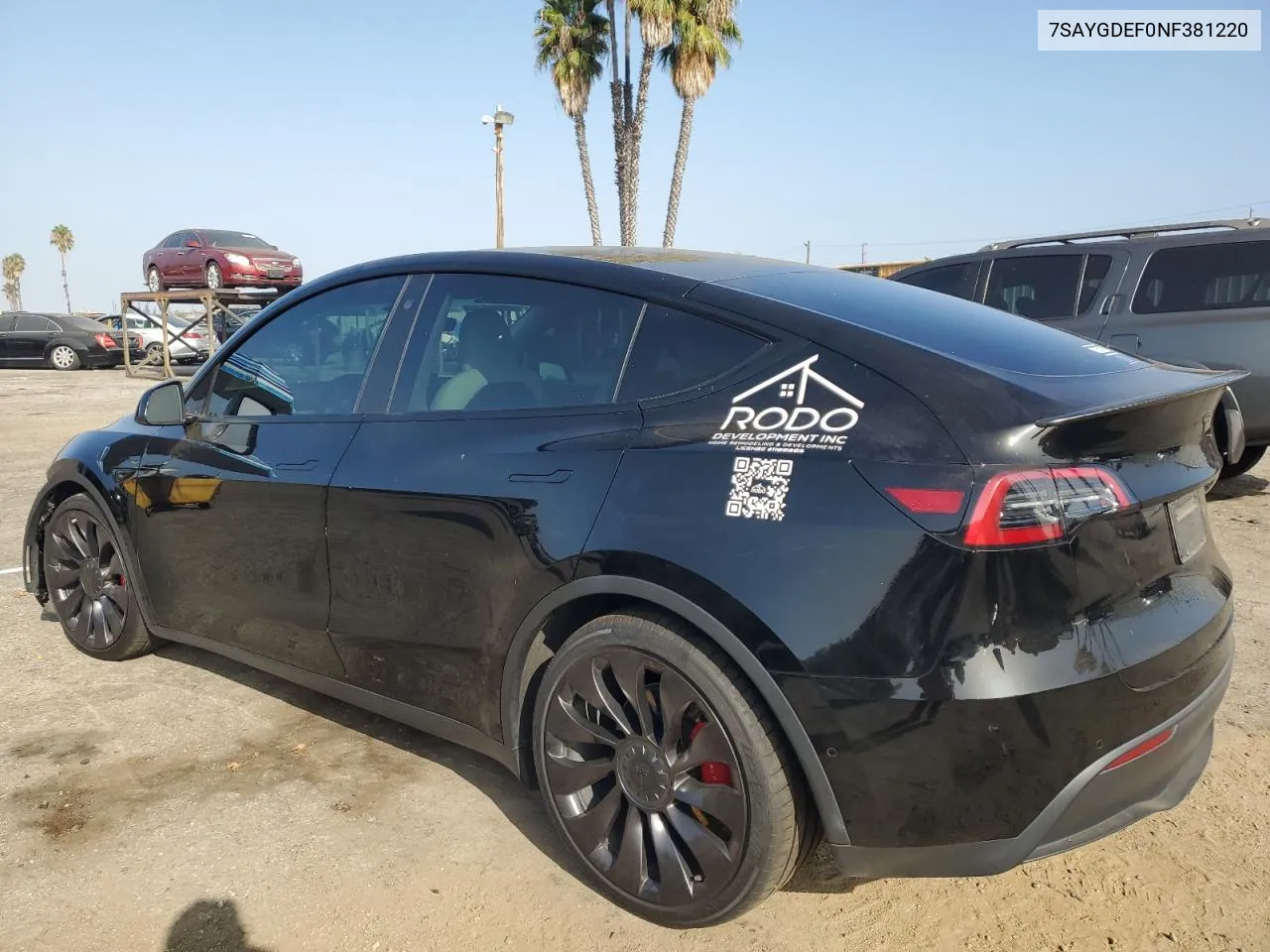 2022 Tesla Model Y VIN: 7SAYGDEF0NF381220 Lot: 72725214