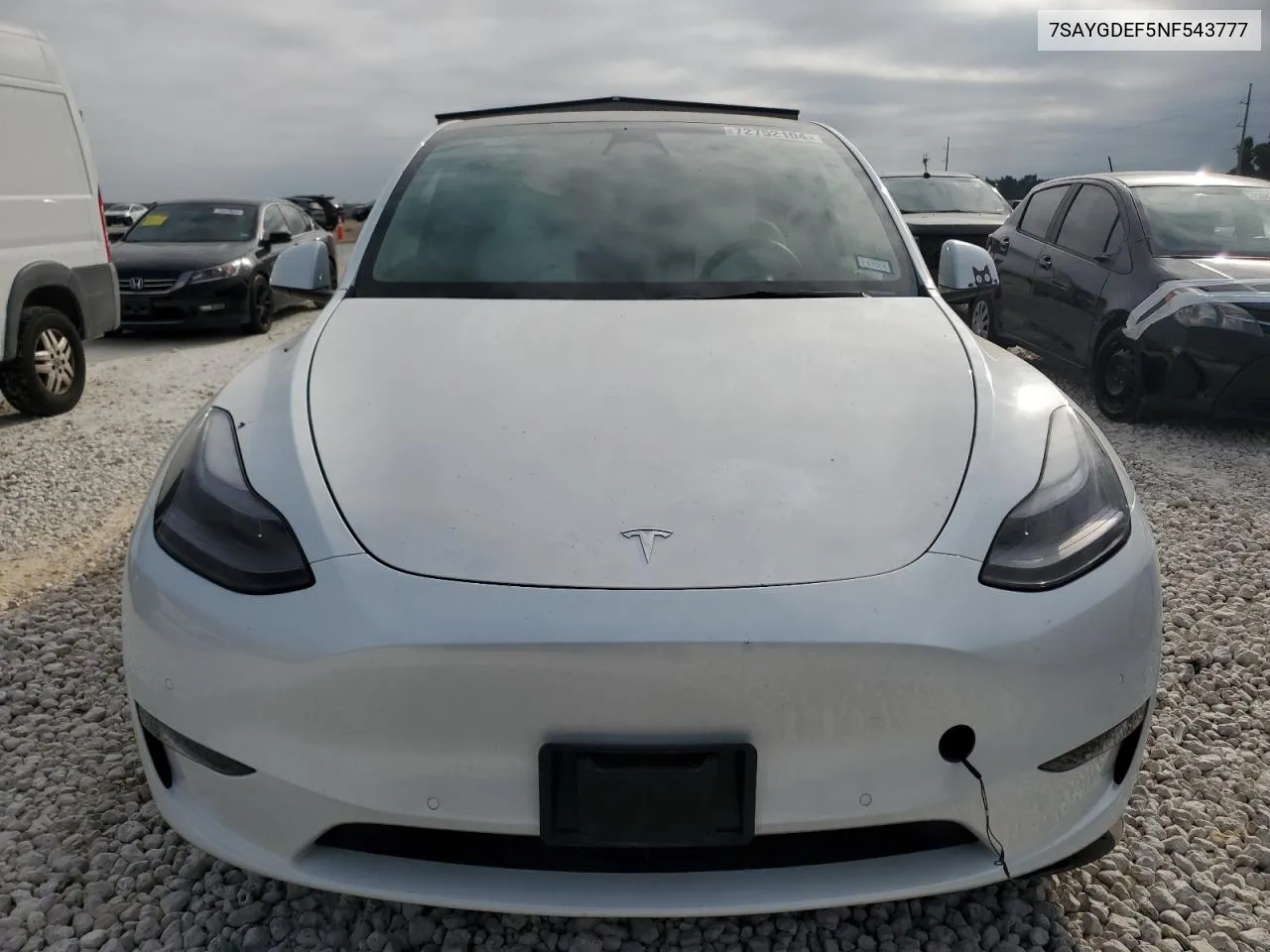 2022 Tesla Model Y VIN: 7SAYGDEF5NF543777 Lot: 72752104