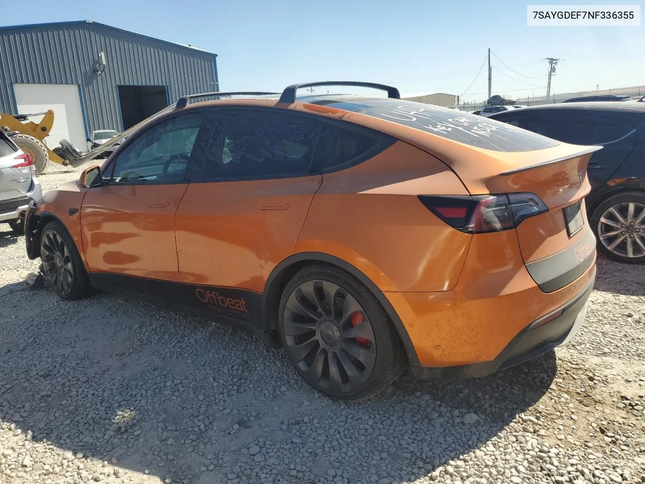 2022 Tesla Model Y VIN: 7SAYGDEF7NF336355 Lot: 72951694