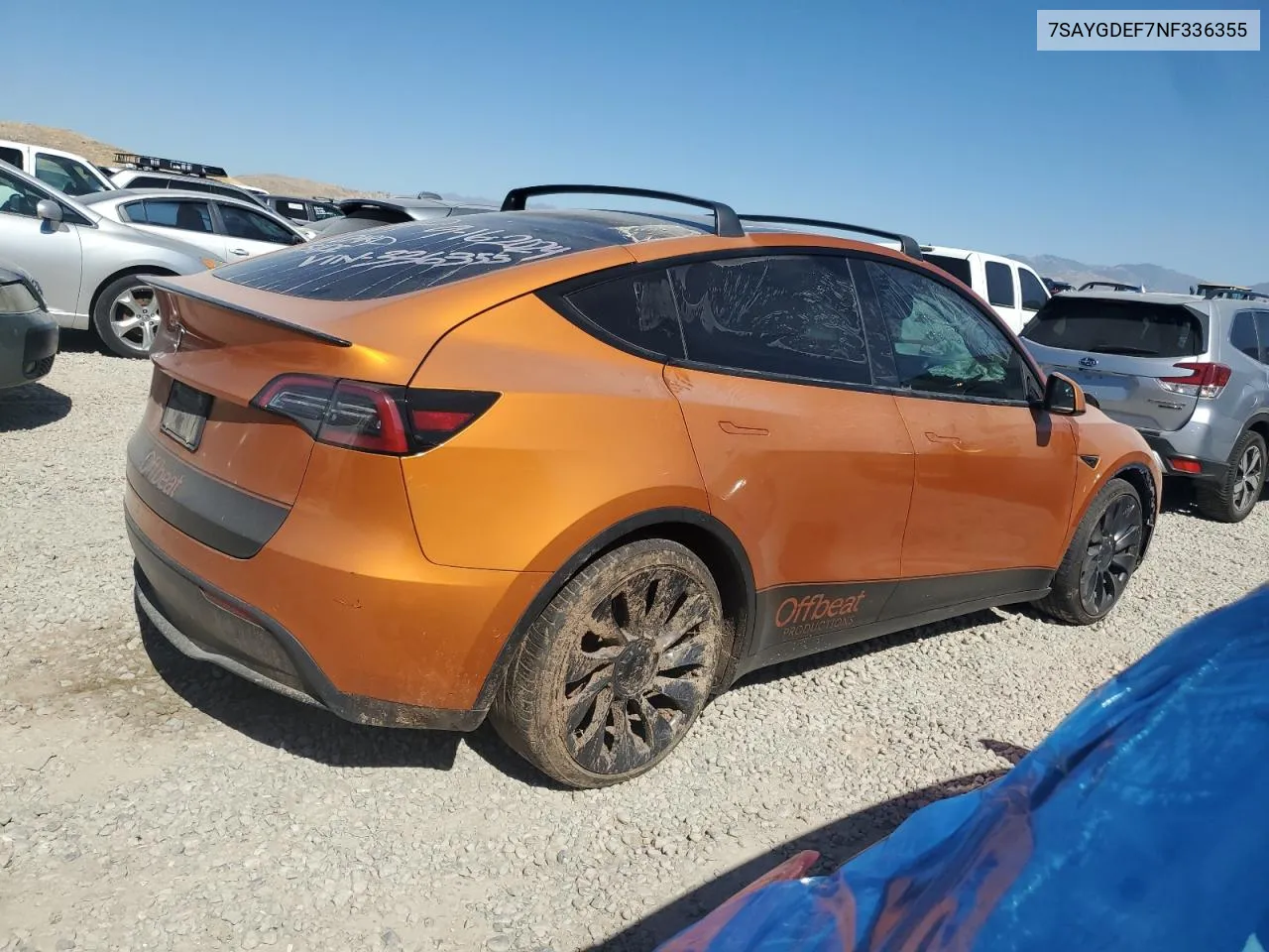 2022 Tesla Model Y VIN: 7SAYGDEF7NF336355 Lot: 72951694