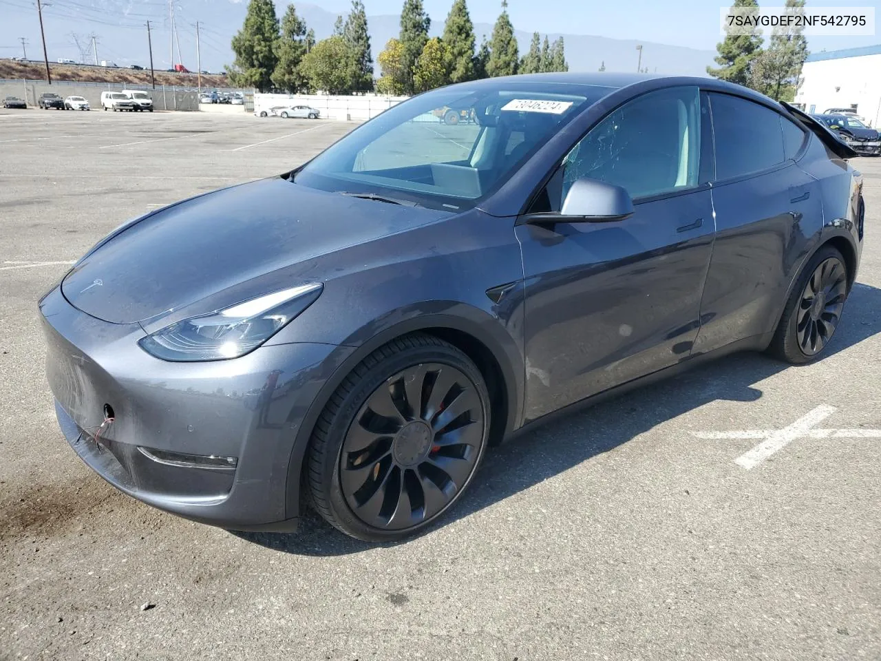 2022 Tesla Model Y VIN: 7SAYGDEF2NF542795 Lot: 73046224