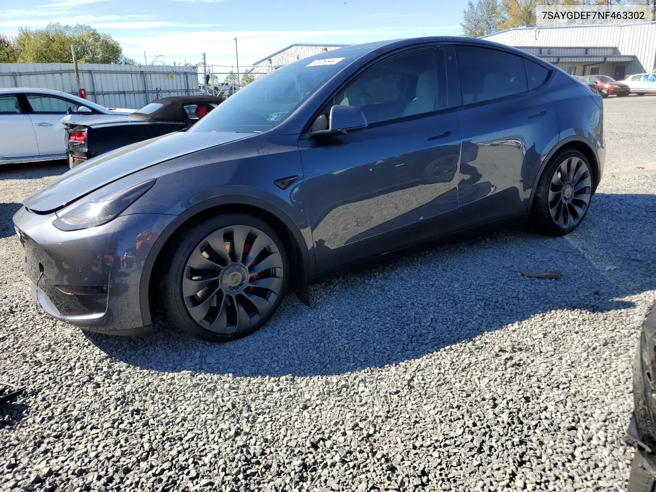 2022 Tesla Model Y VIN: 7SAYGDEF7NF463302 Lot: 73059944