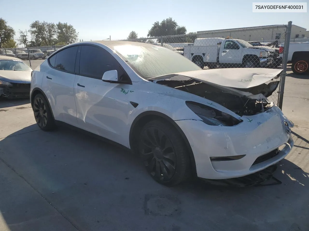 2022 Tesla Model Y VIN: 7SAYGDEF6NF400031 Lot: 73381994