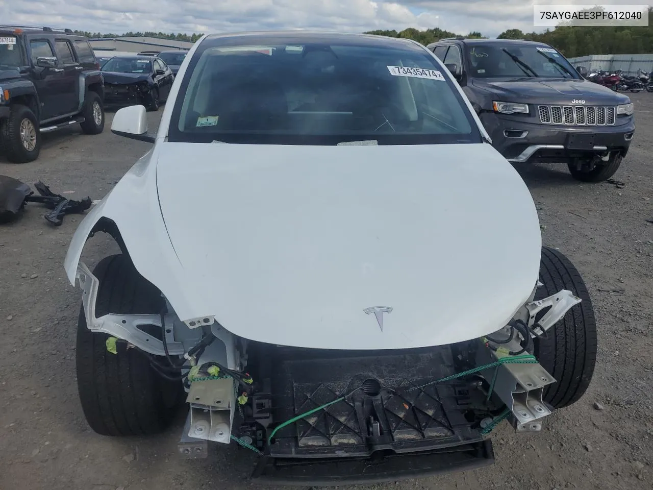 2022 Tesla Model Y VIN: 7SAYGAEE3PF612040 Lot: 73435474